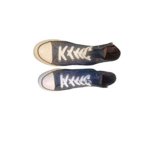Converse Chuck Taylors Denim Leopard Mid High Sneakers Shoes W/ Zip Original Siz - Picture 2 of 11